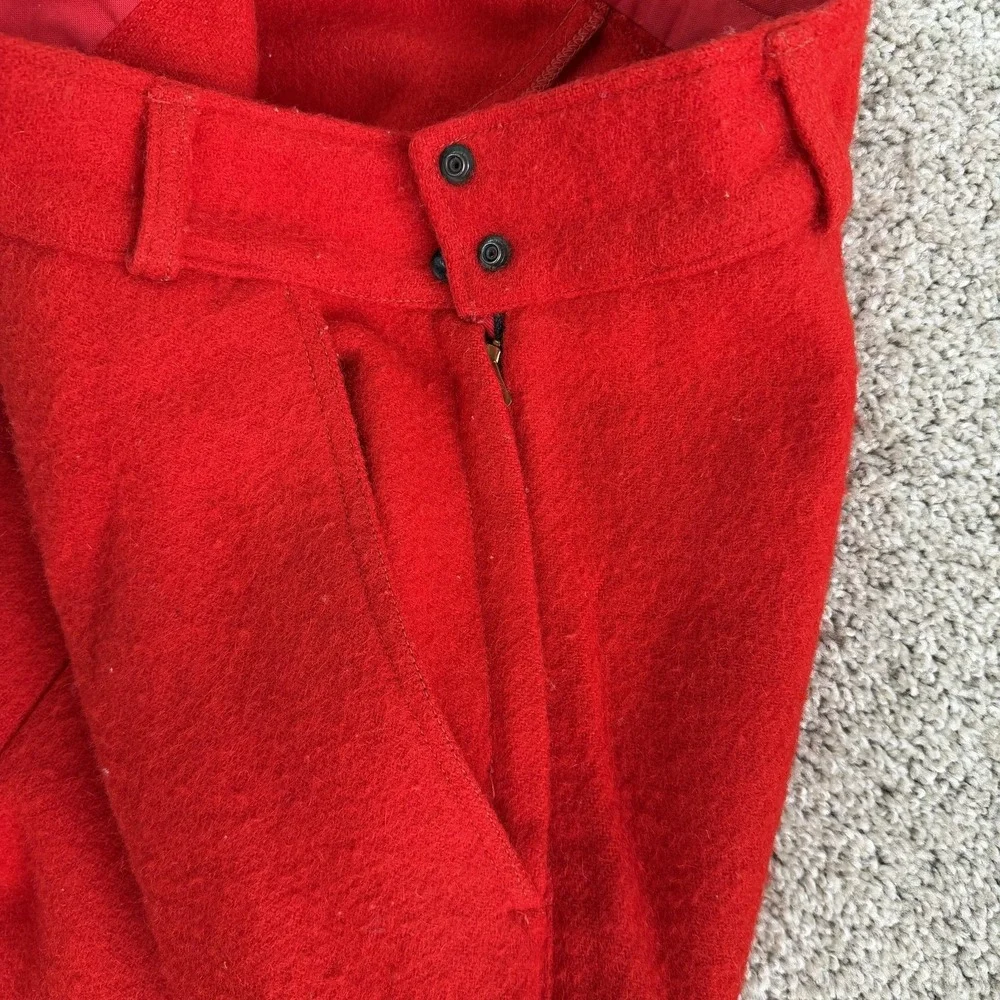 Vintage Duxbak Snow Pants Mens Medium Red Wool Lined Cuffed Winter Workwear